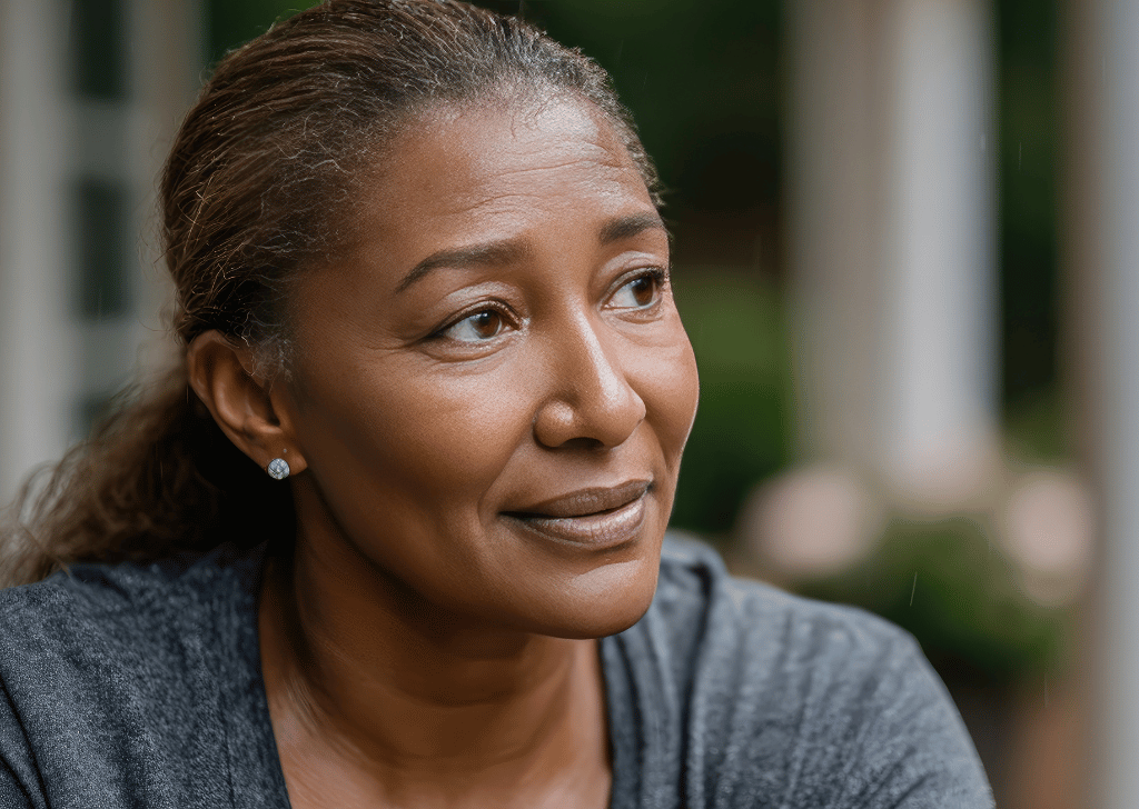 Older Black woman in a quiet moment of reflection