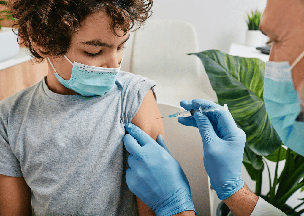 Young child getting a vaccine