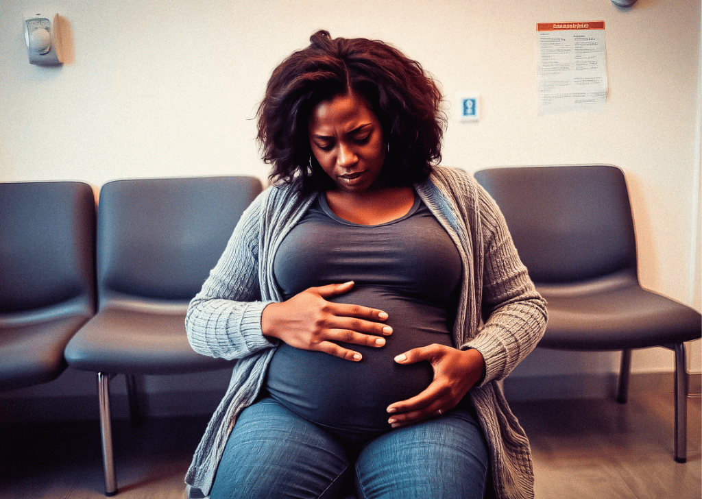 Worried pregnant Black woman