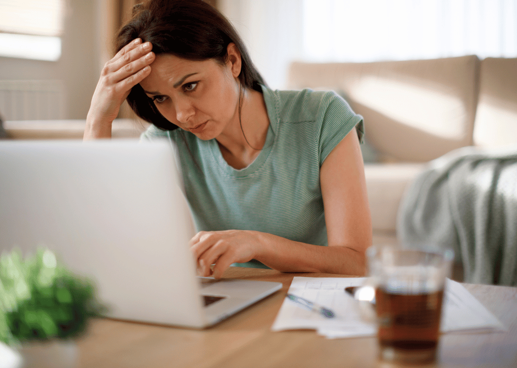Woman struggling with work